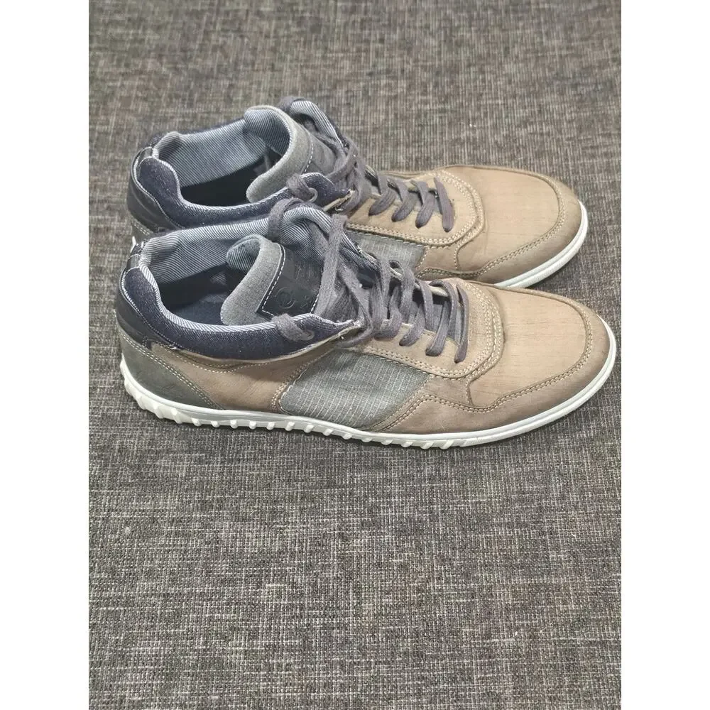 Bullboxer Menos Men 9 Mid Top Leather Sneakers Brown Gray Casual Shoes EU 42
